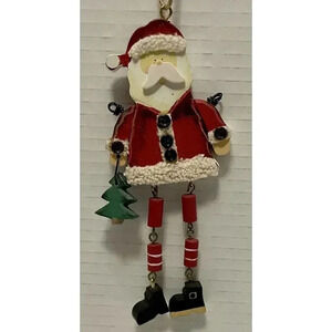 Vintage Santa Christmas Ornament Dangle Pieces Legs Holding Christmas Tree 6.5”￼